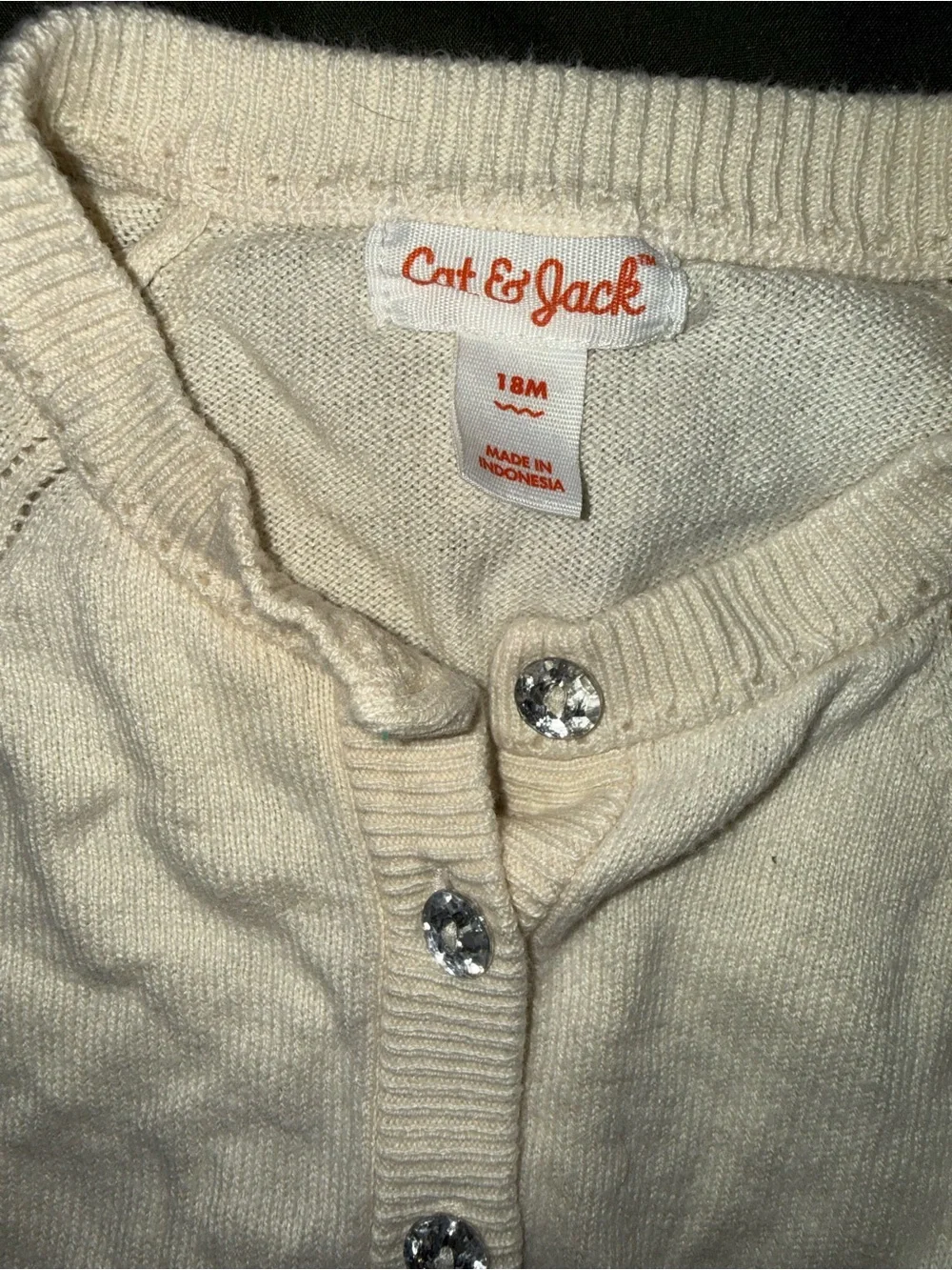 Cat & Jack Ivory Cardigan with Jewel Buttons